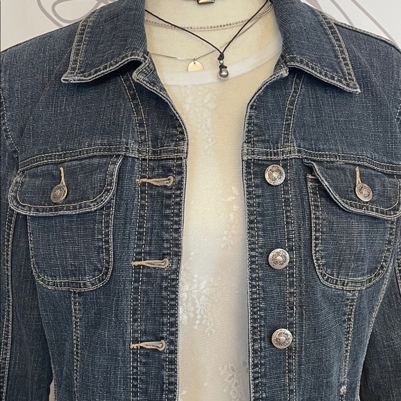 Live a Little-Dark Blue Jean Jacket size M - Picture 8 of 8